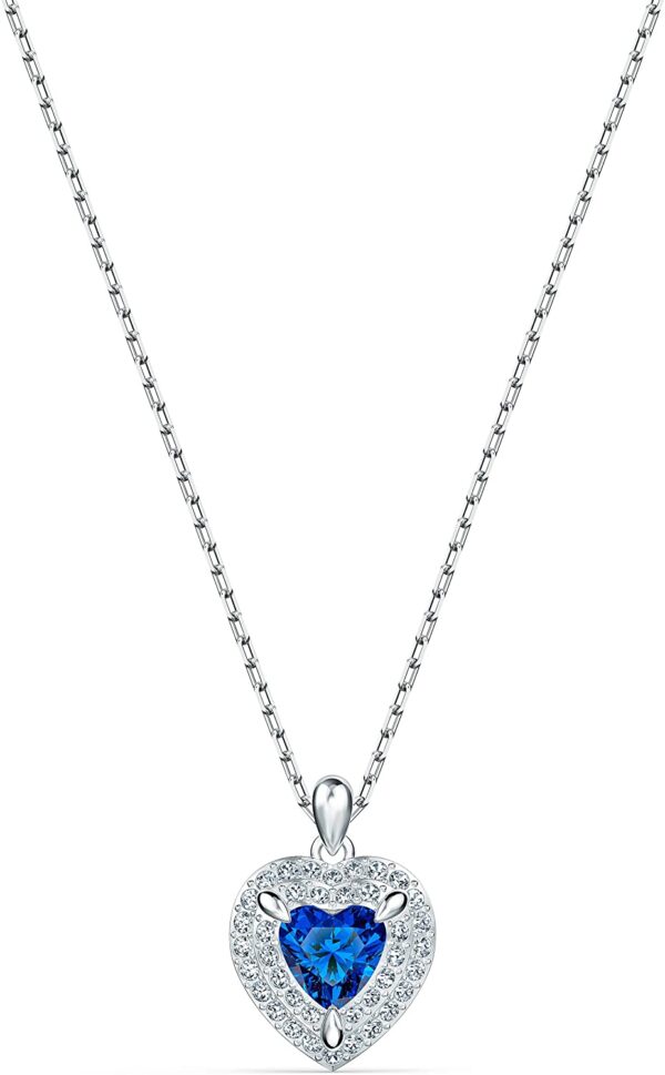 Rochas Jewelry Women's One Heart Jewelry Collection, Rhodium Finish, Blue Crystals, Clear Crystals 3 Product image