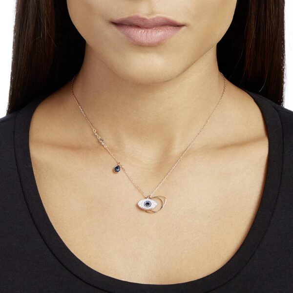 Rochas Jewelry Women's Symbolic Evil Eye Pendant Necklace, Blue, Mixed Metal Finish 8 Product image