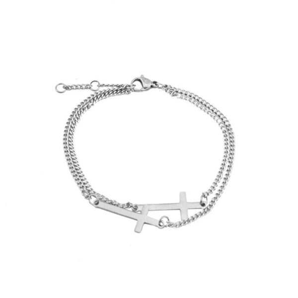 Stainless Steel Double Cross silver-tone Bracelet 1 Product image