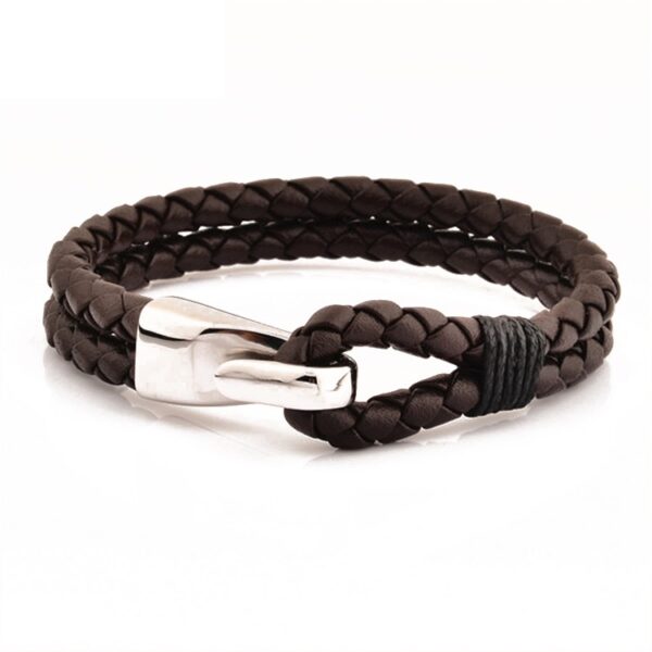 Men Beacon Leather Bracelet | Sterling Silver/Brown