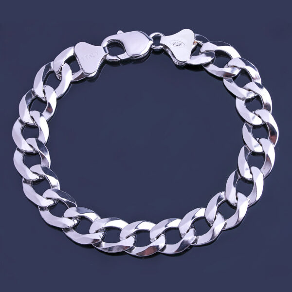 8" Solid Italian 925 Sterling Silver 7mm wide Curb Link Chain Bracelet Men's chunky Curb 7 Product image