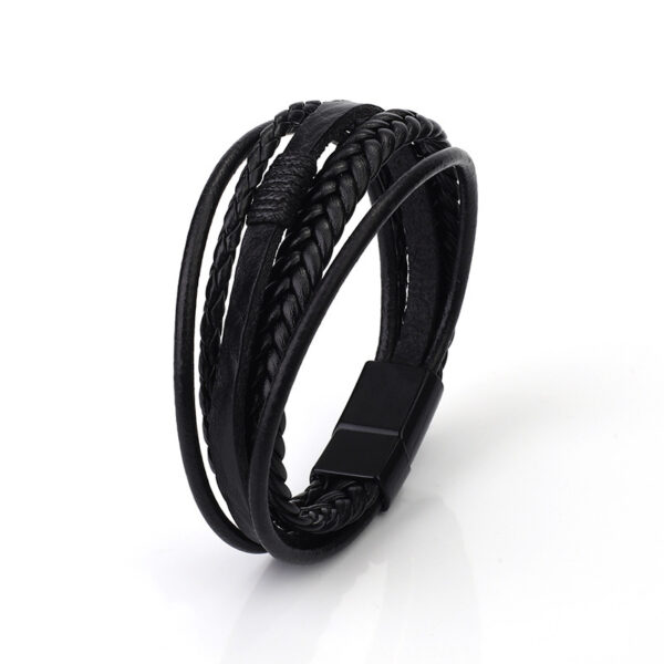 Black & Black Roy Leather Bracelet - Men 3 Product image