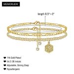 Initial Ankle Bracelets for Women, 14K Gold Plated Double Layered Initial Anklets Jewelry for Women Teen 2 Initial Ankle Bracelets for Women, 14K Gold Plated Double Layered Initial Anklets Jewelry for Women Teen