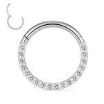 16G 18G 316L Stainless Steel CZ/Opal Septum Piercing Clicker Ring Hinged Nose Rings Hoop 8 16G 18G 316L Stainless Steel CZ/Opal Septum Piercing Clicker Ring Hinged Nose Rings Hoop