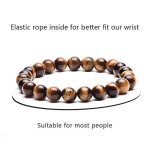 Natural Lava Rock Beads Bracelet,Stretch Elastic Bracelets,Adjustable Braided Rope Gemstone Bracelets for Men Women (4Pcs Set-002)