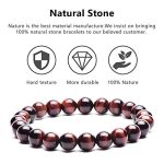 Natural Lava Rock Beads Bracelet,Stretch Elastic Bracelets,Adjustable Braided Rope Gemstone Bracelets for Men Women (4Pcs Set-002)