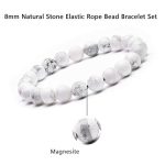 Natural Lava Rock Beads Bracelet,Stretch Elastic Bracelets,Adjustable Braided Rope Gemstone Bracelets for Men Women (4Pcs Set-002)