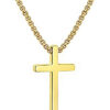 Cross Necklace for Men, Silver Black Gold Stainless Steel Plain Cross Pendant Necklace for Men Box Chain 16-30 Inch