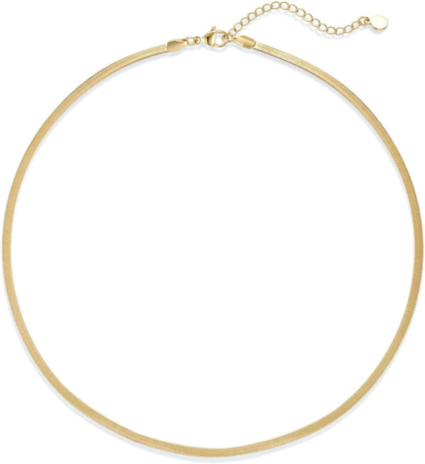 14K Gold Plated Dainty Choker Necklace for Women Girls | Snake Chain, Cuban Link, Paperclip, Ball Beaded Chain, Tennis Chain,