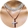 Cuban Link Chain for Men Women Cross Necklace for Men women Iced Chain Miami Cuban Link Chain Cross Pendant Diamond