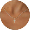 18k Gold/Silver Plated Simple Evil Eye Turquoise Cross Pendant Choker Necklace Simple Tiny Necklace for Women Girls