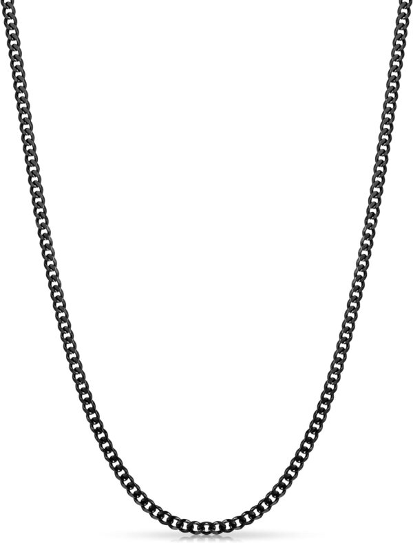 3.5mm Silver Tone/Black / 14K Gold Plated Chains for Men, Mens Necklace Chains Stainless Steel Cuban Link Chain Necklace