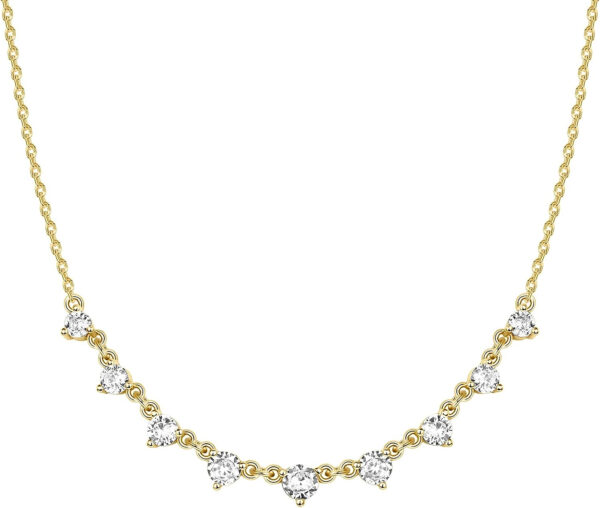 14K Gold Plated Station Necklace | Simulated Diamond BTY Necklace | Womens CZ Chain Necklace | Layering Necklaces