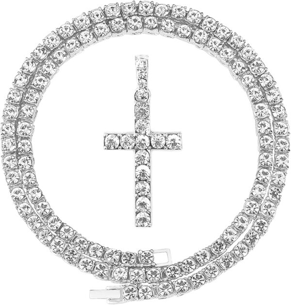 HH BLING EMPIRE Gold or Silver Diamond Cross Pendant Necklace for Men Women with Iced Out Chains 24 Inch