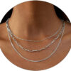 Layered Necklaces for Women, Dainty Gold Necklace 14K Gold Plated Herringbone Necklace for Women Pearl Cross Necklace