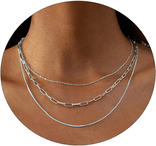 Layered Necklaces for Women, Dainty Gold Necklace 14K Gold Plated Herringbone Necklace for Women Pearl Cross Necklace