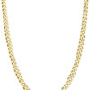Solid 18k Gold Over 925 Sterling Silver Italian 3.5mm Diamond Cut Cuban Link Curb Chain Necklace for Women Men, Made in