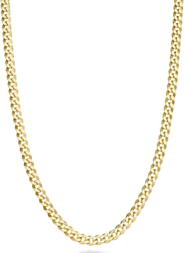 Solid 18k Gold Over 925 Sterling Silver Italian 3.5mm Diamond Cut Cuban Link Curb Chain Necklace for Women Men, Made in