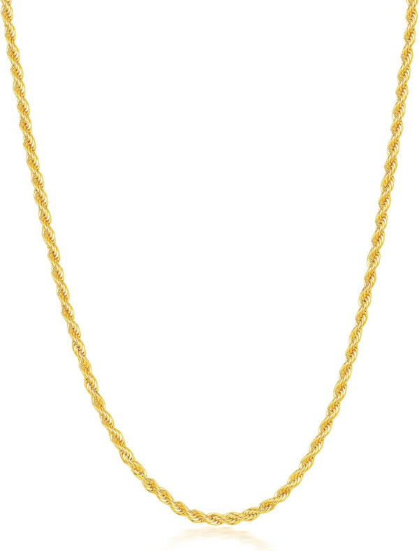 Gold Rope Chain for Men, 18K Gold Plated Mens Chain Necklace, Stainless Steel Chain Necklacefor Men Women and Boys