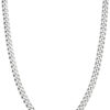 Italian 925 Sterling Silver 3.5mm Curb Cuban Link Chain Necklace, Solid Diamond Cut Sterling Silver Chain for Men Women