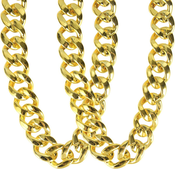 2 Pack Big Chunky Gold Chain for Men, 32 Inches Fake Plastic Gold Chain Necklace, 80s 90s Punk Style Hip Hop Chain