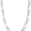 925 Sterling Silver Italian 7mm Solid Diamond-Cut Figaro Link Chain Necklace for Men, Made in Italy