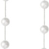 SWEETV 14K Gold Plated Long Pearl Drop Dangle Earrings for Women, Tassel Chain Baroque Pearl Wedding Bridal Earrings for Brides