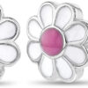 925 Sterling Silver Enamel Daisy Flower Girl's Earrings with Safety Screw Back Locking Best for Toddlers, Young Girls, and Pre