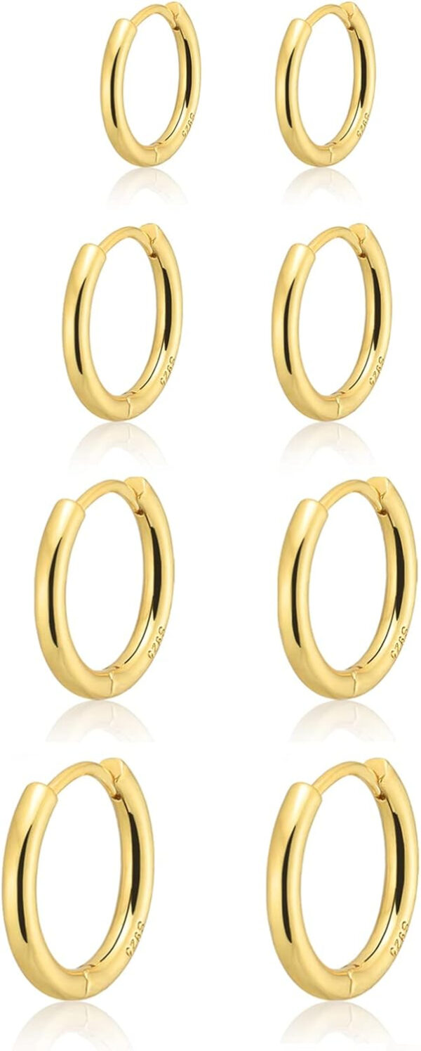 Small Gold Huggie Hoop Earrings Set for Women 14K Real Gold Plated Hypoallergenic Lightweight Earrings for Sensitive Ears 7 Product image