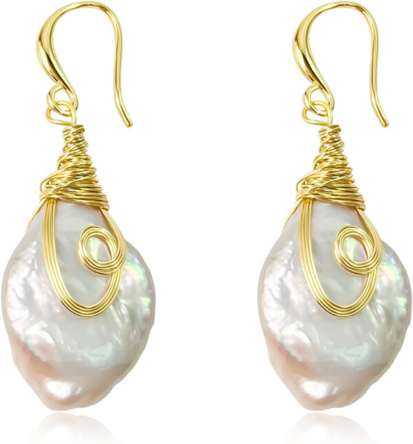 25-30mm Freshwater Baroque Keshi Pearl Dangle Drop Earrings For Women
