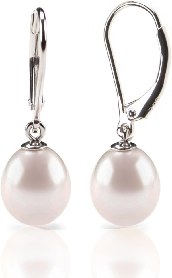 Rochas Jewelry Handpicked AAA+ Quality Freshwater Cultured Pearl Earrings Leverback Dangle Stud Pearl Earrings