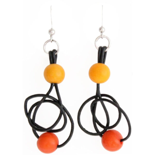 Squiggles Acai Earrings Handmade Fair Trade, Lightweight by Florama Natural Jewelry (Yellow, Orange)