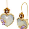 Betsey Johnson Womens Stone Heart Dangle Earrings