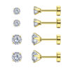 Rochas Jewelry Flat Back Pearl Studs, 2 Pairs Gold Screw Back Earrings for Women Hypoallergenic Cartilage Earring Stud for Girls