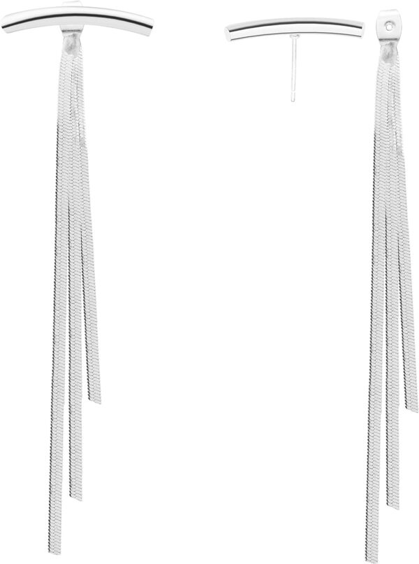 FUTIMELY Long Tassel Dangle Drop Earrings for Woman Teen Girls,Silver/Gold Punk Sleek Metal Chain Earrings Wedding Bridesmaid