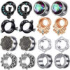 TIANCI FBYJS Stainless Steel Zircon Ear Tunnels Earrings Guages Piercing Plugs Stretcher Gauges for Women Men