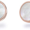 Shell Earrings Mother of Pearl Earrings Silver Stud Earrings for Women Hypoallergenic Earrings Round Disc Stud Earrings