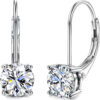 Moissanite Earrings,1.0ct-2.0ct D Color Brilliant Round Cut Lab Created Diamond Earrings 18K White Gold Sterling Silver Dangle