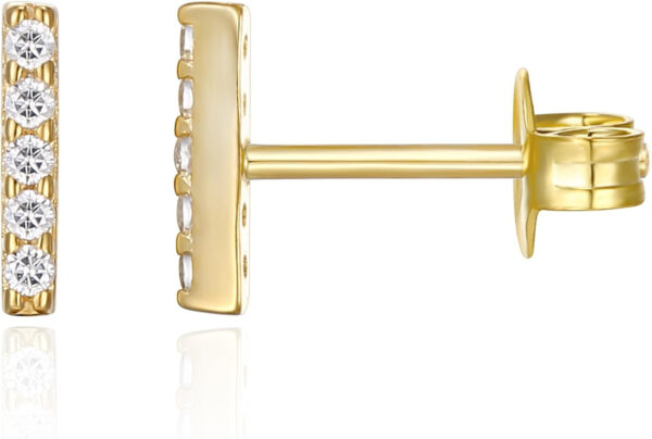 Rochas Jewelry 14K Gold Plated Sterling Silver Celestial Lightning Bolt, Moon and Star Earrings | Dainty Earrings for Women