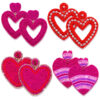 4Pairs Beaded Heart Earrings Valentine’s Day Earrings for Women Handmade Beaded Dangle Earrings Holiday Party Earrings