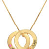 Rochas Jewelry - Engraved 2 Russian Ring Circles Necklace in Sterling Silver – Personalized Intertwined Name Pendant - Custom