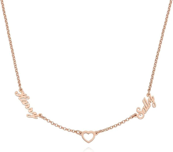 Rochas Jewelry - Personalized Heritage Heart Multi Family Name Necklace in Sterling Silver 0.925, 18K Gold & Rose Gold Plating, 1 Product image