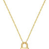 Rochas Jewelry - Personalized Initial Lock Pendant Necklace with Paperclip Link Chain - 14K Yellow Gold, 0.925 Sterling