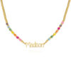 Rochas Jewelry - Personalized Rainbow Bead Necklace for Girls with Name in 0.925 Sterling Silver, Premium Silver, 18K Gold