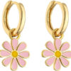 Small Hoop With Daisy Flower Charm Earrings for Women Teen Girls Cartilage Hypoallergenic Nickel Free Dainty Cute 14K Gold