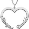 Rochas Jewelry - Personalized Heart Shape Pendant Necklace/Sterling Silver 925 or Gold Plating/Custom Made Jewelry Gift for