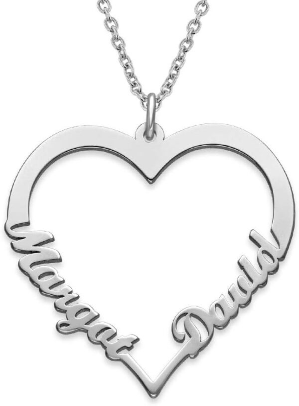 Rochas Jewelry - Personalized Heart Shape Pendant Necklace/Sterling Silver 925 or Gold Plating/Custom Made Jewelry Gift for