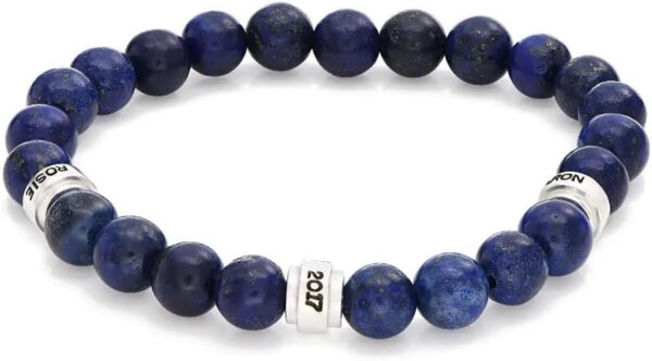 Rochas Jewelry - Personalized Leo Lava, Tiger Eye, Lapis Semi-Precious Stone Bracelet with Custom Engraved Beads - Inscribed 9 Product image