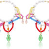 INNERDIVA Colorful Beaded Flower Earrings Bohemia Earrings Rainbow Earrings Seed Statement Earring for Women Summer Beach