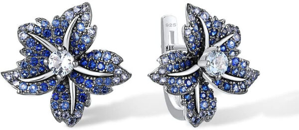 Sterling Silver Gemstone Flower Earrings for Women